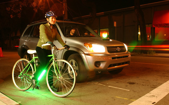 bike with green leds