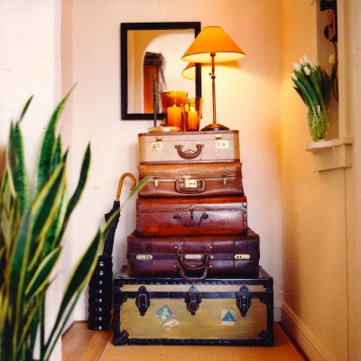 High table using suitcases